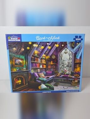 White Mountain 1000 Piece Jigsaw Puzzle Cozy Library Corner Puzzle